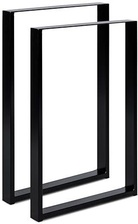 Magnetic Mobel Lot de 2 Pieds de Table en métal pour Bureau, Table à Manger, Pieds de Table, Patins de Table, 50 x 72 cm, Noir, Profil 6 x 2 cm