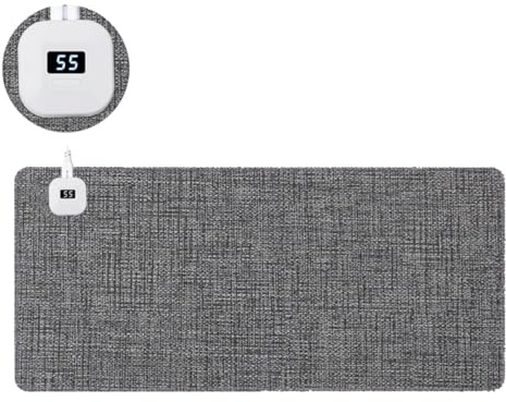 LANMOU Heated Mouse Pad Waterproof Heated Desk Mat Mouse Mat for Gaming Electric Warm Desk Pad with 5 Heating Levels & 4H Auto Shut-Off, Large Mouse Pad for Home Office (Black Grey,60 * 36cm)