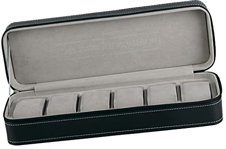 XUEPAYZK Jewelry Organizer Box Black 6 Slot Leather Showcase Jewelry Storage Zipper