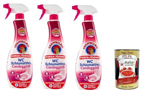 Italian Gourmet CHANTECLAIR Italian Gourmet Schiumattiva Spray WC | Pulizia bagno con candeggina, haftender Aktivschaum für Hygiene und, Gesamtnettogewicht 1,875 L + Kostenlos Polpa 400g