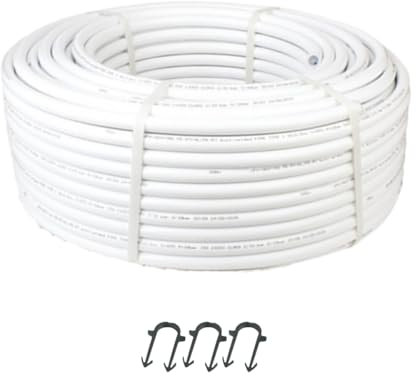 Underfloor Heating Pipe Kit, 16mm x 100m, 5 Layer PERT-AL-PERT MLCP Multilayer Pipe with Free 300 Tacker Clips, White