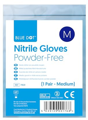 Blue Dots Nitrile Gloves (Pair) – Non-sterile – Latex-free – Smooth Examination Gloves - Medium (5)