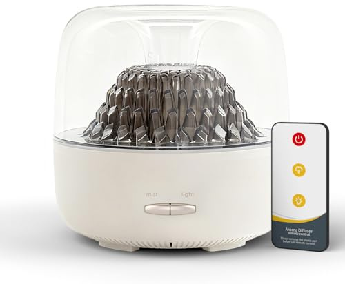 KinYiLO Diffusor für ätherische Öle, 200 ml Kleiner Ultraschall-Kühlnebel-Luftbefeuchter für die Aromatherapie mit Fernbedienung, 7 LED-Farben, Timer und automatischer Abschaltung,weiß