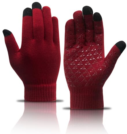 Long Keeper Guanti Invernali Uomo Donna - Guanti Touch Screen Termici a Maglia Elastica Guanti Guida Caldi Antivento Antiscivolo per Ciclismo Corsa Sportivi