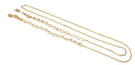 LALADEFIEE Brillenkette Mit Hohlem Fünfzack Stern Goldfarben Antirutsch Brillenband Aus Vergoldetem Metall Für Sonnenbrillen Lesebrillen Und Outdoor Einsatz