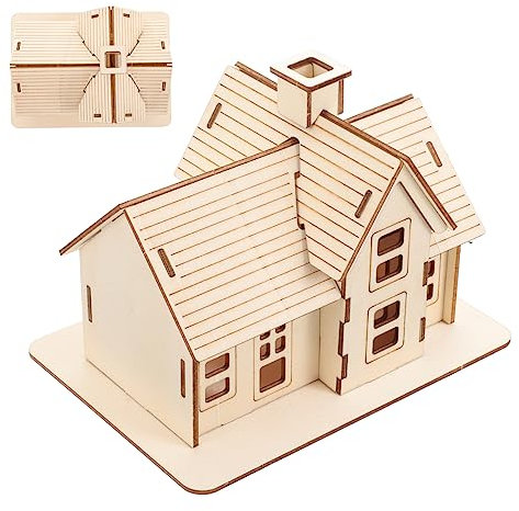 KOMBIUDA Holzhaus Puzzle 3D-bausatz Für Erwachsene Selbstgemacht Holz Puzzlemodell Kreatives Holzhaus Modell Zur Dekoration Und Zusammenbauen