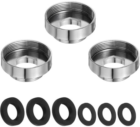 sourcing map Lot de 3 adaptateurs de robinet, mâle 2,2 cm vers femelle 2,7 cm, aérateur de robinet en acier inoxydable pour connecter un tuyau d'arrosage, un filtre à eau, un inverseur de tuyau
