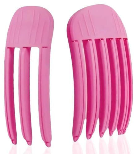 Set di 2 ferri arricciacapelli rosa, morbido pettine, clip di attacco, pettine per acconciatura, clip soffice, ferro arricciacapelli unisex, ferro arricciacapelli per attaccatura dei capelli.