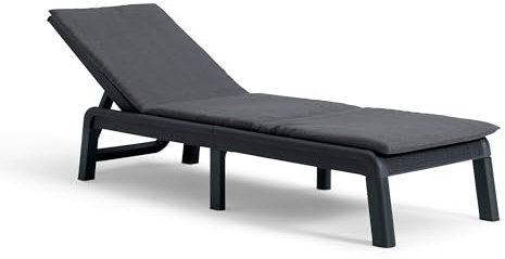 Keter Mallorca - Tumbona ajustable de 4 niveles - Gris | Tumbona reclinable para exteriores con textura efecto yute | Resina transpirable y resistente a la intemperie | Almacenamiento compacto | Fácil