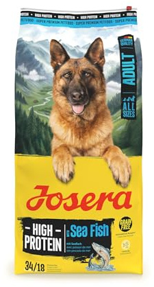 JOSERA High Protein Seefisch |12,5 kg | Trockenfutter für Hunde | Adult | Lachs & Süßkartoffel | Premiumfutter für sportliche Hunde | getreidefrei & proteinreich | L-Carnitin & Taurin
