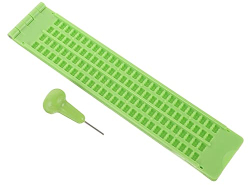 WOFASHPURET Piastra Braille in Plastica per Non Vedenti Stilo, Kit di Scrittura Braille Portatile Leggero 4 Righe 28 Celle, Ausilio Educativo per Ciechi e Ipovedenti Uso Quotidiano