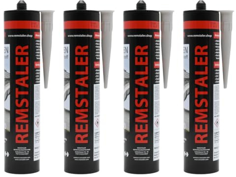 4x Remstaler BITUMEN DICHTSTOFF | 300ml | Dach Reparaturmasse | Witterungsbeständig | Faserverstärkt | Bitumen Dichtmasse (4 Stk.)