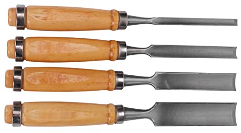 Set Scalpelli Intaglio Legno 4 Pezzi, Acciaio Resistente per | Design Semi-Circolare per Rimozione Trucioli, Manico Ergonomico, per Falegnameria e Artisti
