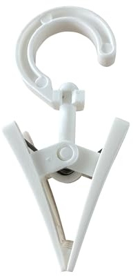 rewagi 10 pinzas giratorias para cortinas, color blanco, ojal de 10 mm de diámetro, longitud de 40 mm, ancho de 18 mm, plástico, clips de cortina y clips para cortinas, fabricado en Alemania