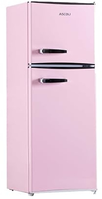 ASCOLI 120L Freestanding Retro Fridge, 88L/32L, Direct Cooling, Mechanical Control, Metal Handle, Adjustable Tempered Glass Shelves, Led Light