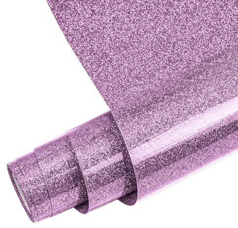 FORBELL Glitter plotterfolie textil, 30,5 cm x 1,5 m överföringsfolie textil för gör-det-själv-t-shirts, kläder och textilier (glitter lavendel)