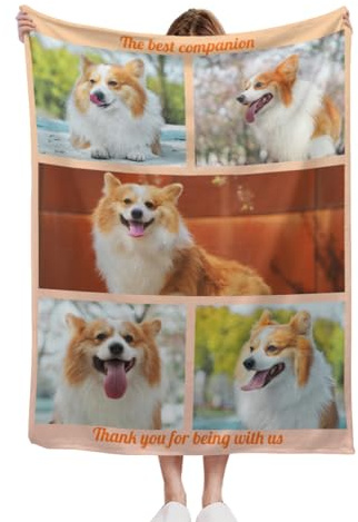 RHMMDIYST Personalisierte Decke mit Foto, Personalisierte Kuscheldecke,Fotodecke Selbst Gestalten 150×200cm,Personalisierte Geschenke für Mutter, Vater, Paar, Freund-(5 Fotos)