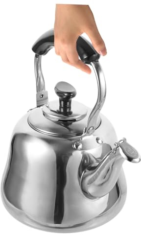 Zerodeko Hervidor de Agua Acero Inoxidable con Filtro Silbato Automático Tapa Ergonómica Apto para Infusiones y Café Hogar