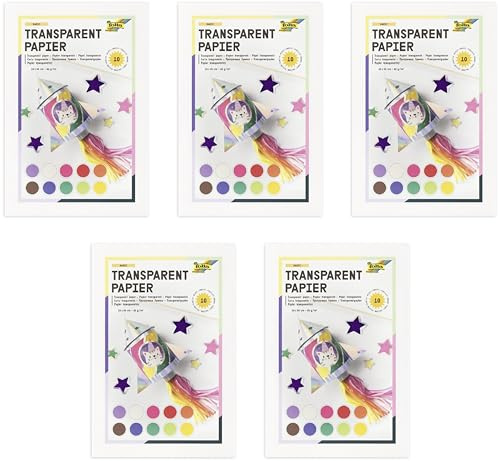 folia 888 - Transparentpapier im Heft, Drachenpapier, ca. 20 x 30 cm, 10 Blatt sortiert in 10 Farben, 42 g/qm, durchschimmernd, zum Basteln von Windlichtern, Laternen (5)
