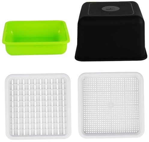 Microgreens-Anzuchtschalen, 25, 4 x 30, 5 cm, 100 Löcher, Sprossen-Anzuchtset, inklusive Schattenabdeckung, Pflanzplatte, Netzplatte und Wasserschale, wiederverwendbare Samen-Starterschale für das Ke