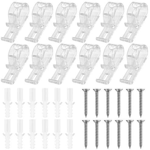 GYTFOG 12Pcs Roman Blind Clips, Blind Cord Safety Device, Guard Blinds with Screws and Expansion Tubes, Roller Blind Spares, Roman Blind Cord Clips, 1.97 x 0.6 Inches