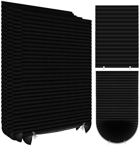 6 Pack No Drill Temporary Blinds for Windows,Clip On Blinds with 2 Clips,Self Adhesive Stick on,for Patio Bathroom,Easy to Install & Cut,Privacy Protection(Black,60 * 150cm)