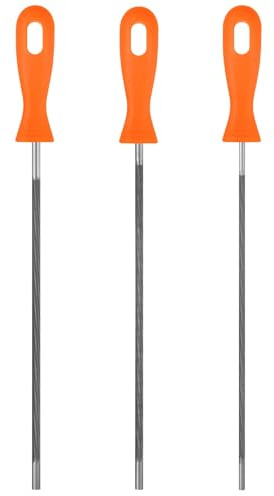TIXIPEM Chain Saw Sharpening File with Plastic Handle[3pcs] Round Sharpening File Steel Chain Saw for Chainsaw&Woodworking [White,Orange- 7/32 Inch,3/16 Inch,5/32 Inch]