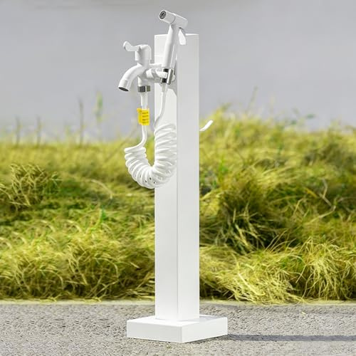 Columna De Agua Vertical De Acero Inoxidable Para Jardín, Soporte Para Grifo Exterior, Soporte Para Manguera Con Grifo Y Pistola Rociadora, Para Riego De Patios(White,60cm/23.6in)
