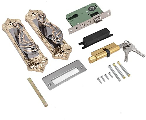 Mtlavishness Manilla de puerta cerradura silenciosa, manilla de seguridad con rodamiento y palanca reversible para puerta de dormitorio.