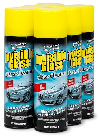 Invisible Glass 91164-6PK Premium Aerosol Glass Cleaner Spray for Car Windshields and Windows, Automotive and Home Window Cleaner, Streak-Free, Ammonia-Free, Tint-Safe – 19 oz (Pack of 6)