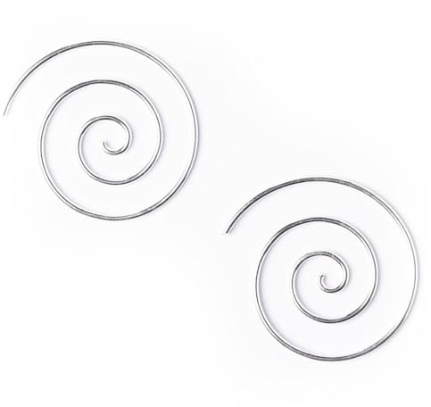 81stgeneration Pendientes Rosca Espiral 25mm | Pendientes Plata de Ley 925 Mujer | Aretes Tribales Alambre Plata Calibre 18 | Aretes Bohemios Redondos Colgantes | Accesorios Góticos