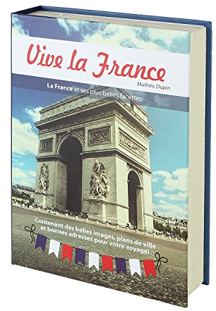 HMF 80925 caja fuerte en forma de libro, caja de caudales camuflada, páginas de papel auténticas, Vive la France, 23 × 15 × 4 cm, rotulación en francés