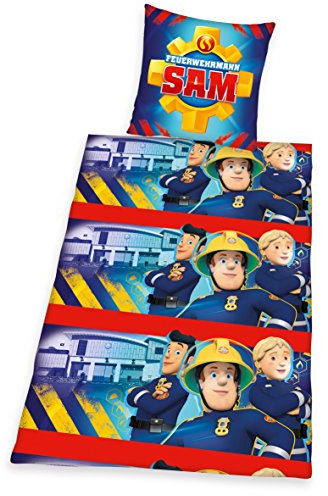 Herding Bettwäsche Kinderbettwäsche Feuerwehrmann Sam Flanell 135 x 200 cm