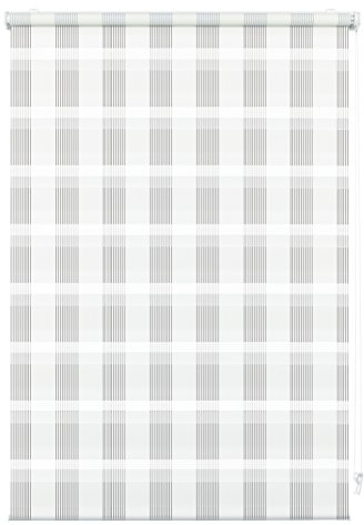 GARDINIA Double Roller Blind for Clamping or Gluing, Duo-Rollo/ Side Pull Roller Blind, Transparent and Opaque Stripes, All Assembly Parts Included, Chequered White, 45 x 150 cm (B x H)