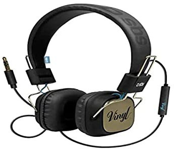 SBS Cuffia DJ VYNIL a filo stereo con tasto risposta/fine chiamata e microfono, design anni '70, archetto e padiglioni imbottiti
