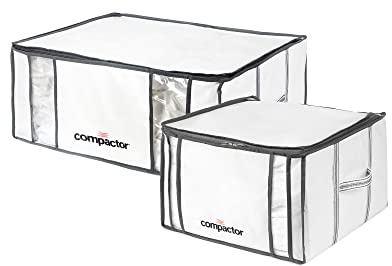 Compactor Home Tote di stoccaggio del Vuoto, Polipropilene, Bianco, Medium + XX-Large, 2 unità