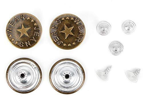 Bottoni per Jeans 20 mm Vintage con Rivetti, 10 Pezzi in Lega di Zinco Senza Nichel, Bottoni a Vite No Cucito per Jeans Cappotto Giacca Pantaloni Cinture, Sostituzione in 5 Minuti