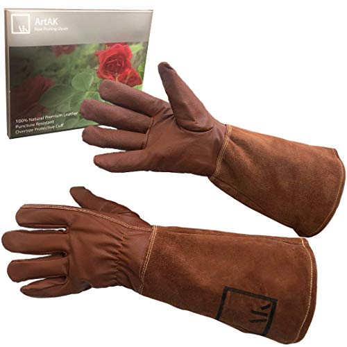 ArtAK Rosen-Gartenhandschuhe, Gartenhandschuhe, lange Gartenhandschuhe für Damen, Lederhandschuh, schnittfest