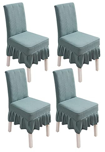 PETCUTE Stuhlhusse Stretch stuhlbezug elastische Hussen für Stühle Spandex Stuhlhussen für Hochzeit 4er Set Blau B