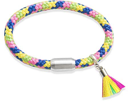 Generisch Paris Montana Das Original Topmodel Sommer Ibiza Segeltau Armband Dolce Vita, Rostfreier Magnetverschluss, Bunte Quaste, 8mm Ø (23)