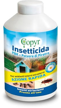 Copyr P.B.K. Polvere di Piretro - Insetticida in Polvere contro Scarafaggi, Cimici, Pulci, Formiche e Altri Insetti, 1 Pezzo da 250g - Bassa Tossicità per Uomo e Animali, Uso Domestico, Azione Rapida