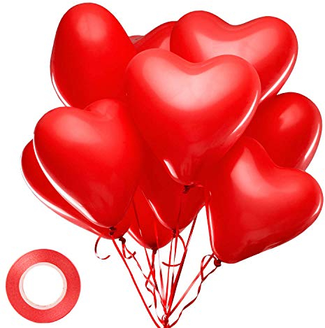 Rot Luftballons Hochzeit, 30 Stück Herzluftballons Rot, Herz Luftballons,Latex Herz Ballon Helium 12 Zoll für Hochzeit Verlobung Valentinstag Party Deko