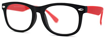 Boys Crushproof Flexible Rubber Horn Rim Blue Light Filter Computer Glasses Black Red