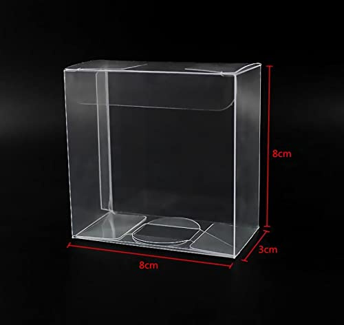 Transparente PVC-Geschenkschachteln, quadratisch, für Schokolade, Hochzeit, Party, Event, Kunststoff, 8 x 8 x 3 cm, transparent, 50 Stück