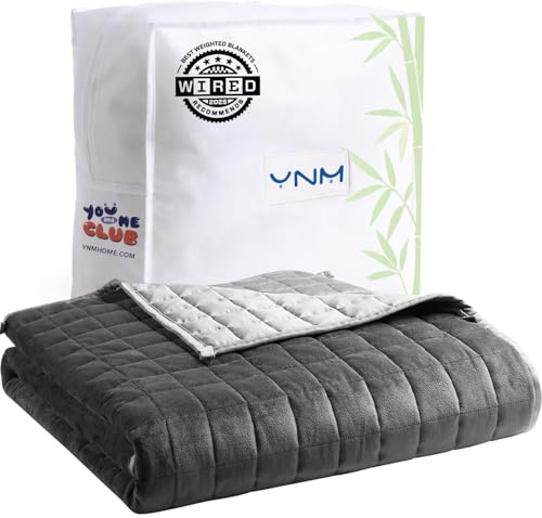 YnM Cooling Weighted Blanket for Adults, Cooling & Cozy Velvet Dual-Sided, 20lbs Heavy Bed Throw for Couple, Four Seasons Use (88x104 Inches, Queen or King Bed, Dark/Light Gre)