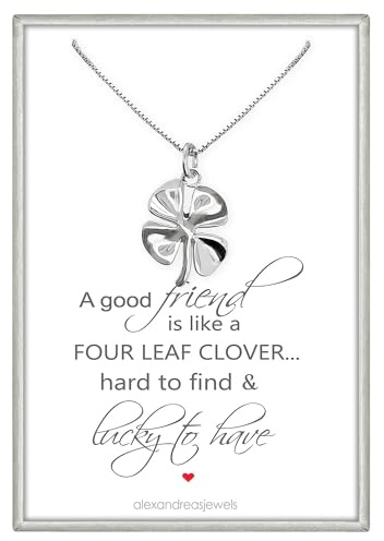 Sterling Silver Four Leaf Clover Necklace, Small Clover Leaf Necklace, Best Friend Gift Necklace, Clover Necklace for Women, 18 inches