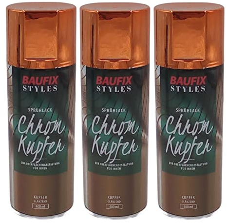 Baufix 3X Chrom Kupfer Effektlack Lackspray 400ml Farbspray Sprühdose Spraydose