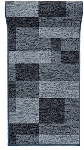 Mazovia rutschfest Teppich Läufer Flur - Modern Geometrische Muster Teppichläufer - Kurzflor Flurläufer für Vorzimmer, Schlafzimmer, Küche - ÖKO-TEX Zertifiziert - Meterware Grau - 67 x 1000 cm