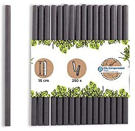 BIOZOYG Papier Trinkhalme 15 cm Strohhalm 7 mm Ø I Trinkhalm biologisch abbaubar I schwarze Strohhalme I Party Trinkhalme für Cocktails I Papierstrohhalme 250 Stück