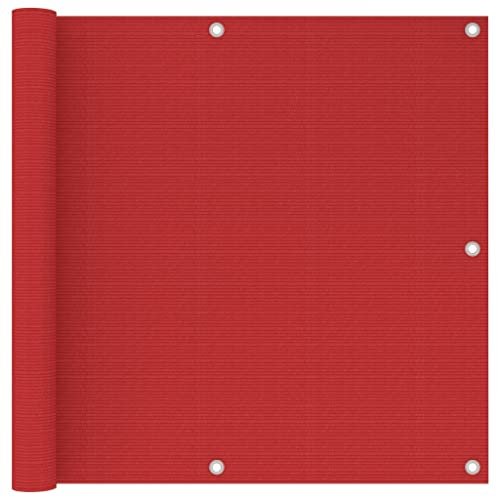 WIFESE Balkon Sichtschutz 90x500 cm mit Ösen Balkonbespannung Balkonsichtschutz Schimmel und UV Beständig Windschutz Blickdichte Balkonverkleidung Balkonabdeckung Balkonumspannungen Rot HDPE